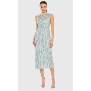 Mac Duggal A93765 Women's Sz 8 Sequin Glitter Embellished Midi Dress Formal NWT